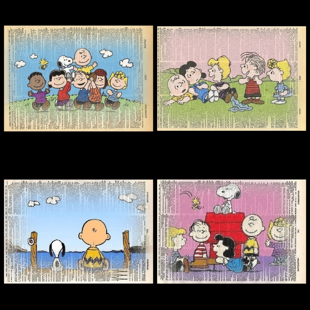Peanuts Gang Dictionary Book Page Art Decor 🏠